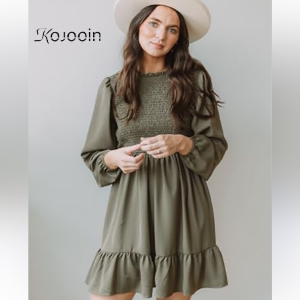Olive Green Long Sleeve Dress